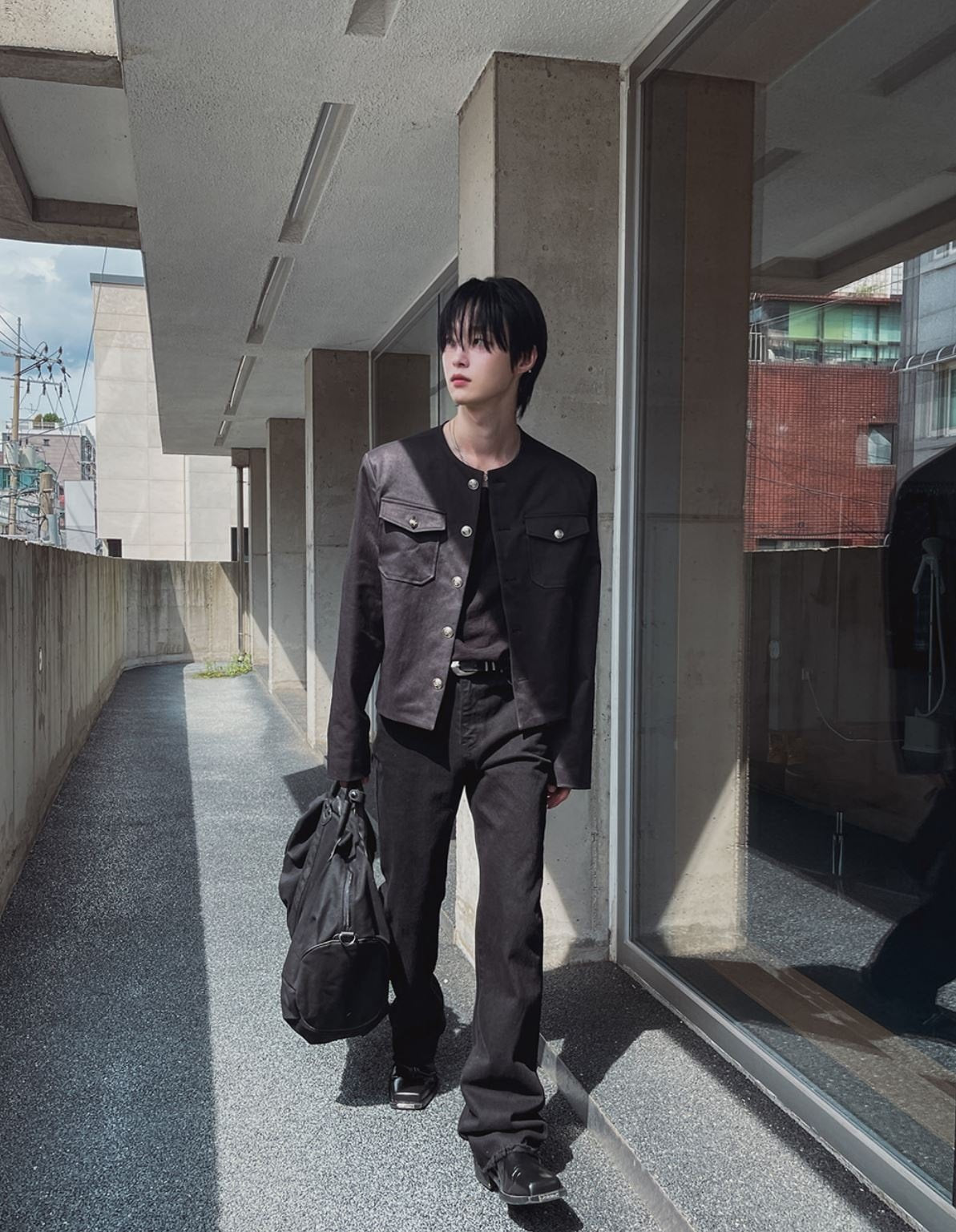 Silver Button Round-Neck Jacket