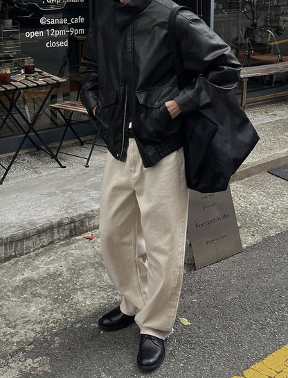 Glow Leather Blouson Jacket