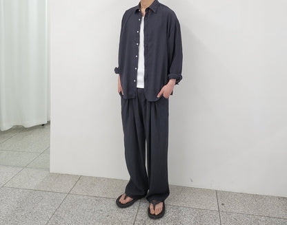 Pigment-Washed Nylon Shirt Jacket