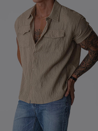 Wrinkle Pocket Roll-Up Shirt