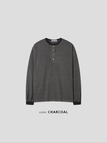 Pigment Stripe Henry Neck T-Shirt