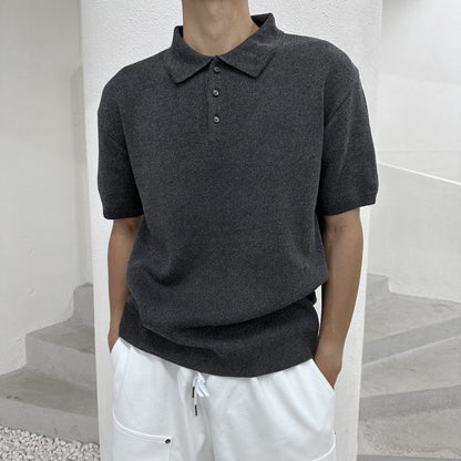 Linen Button Collar Knit
