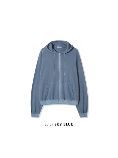 Waffle Hooded Zip-up