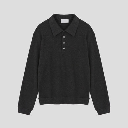 Angora Button Collar Henley Knit Tee