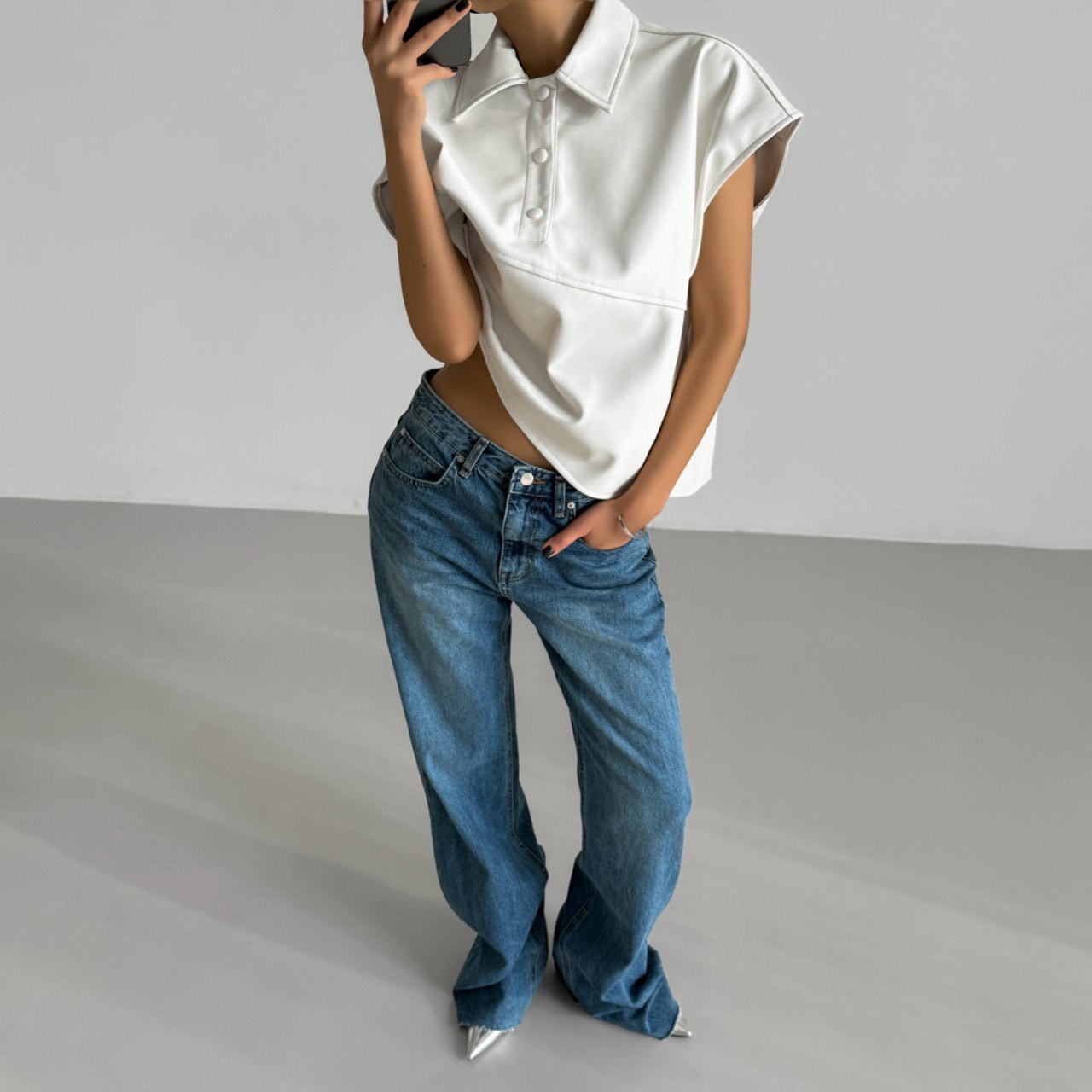【PAPERMOON 페이퍼 문】SS / Classic Raw - Cut Wide Fit Mid Blue Jeans