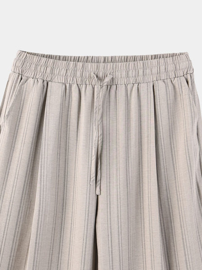 Tone-on-Tone Stripe Banding Slacks