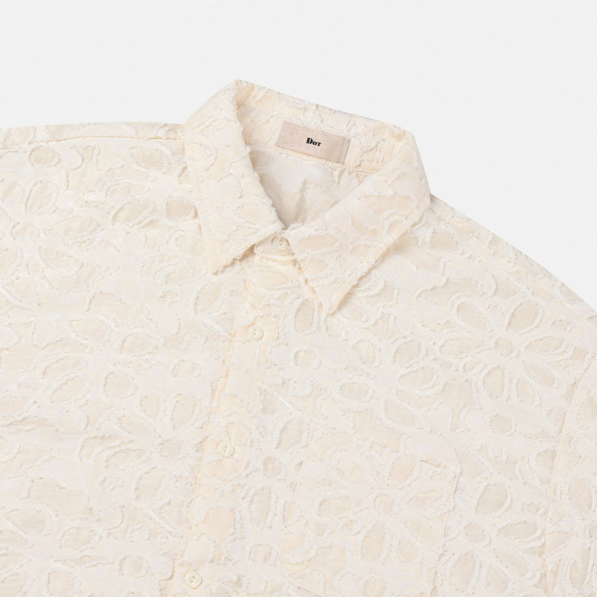 Floral Jacquard Open-Collar Shirt
