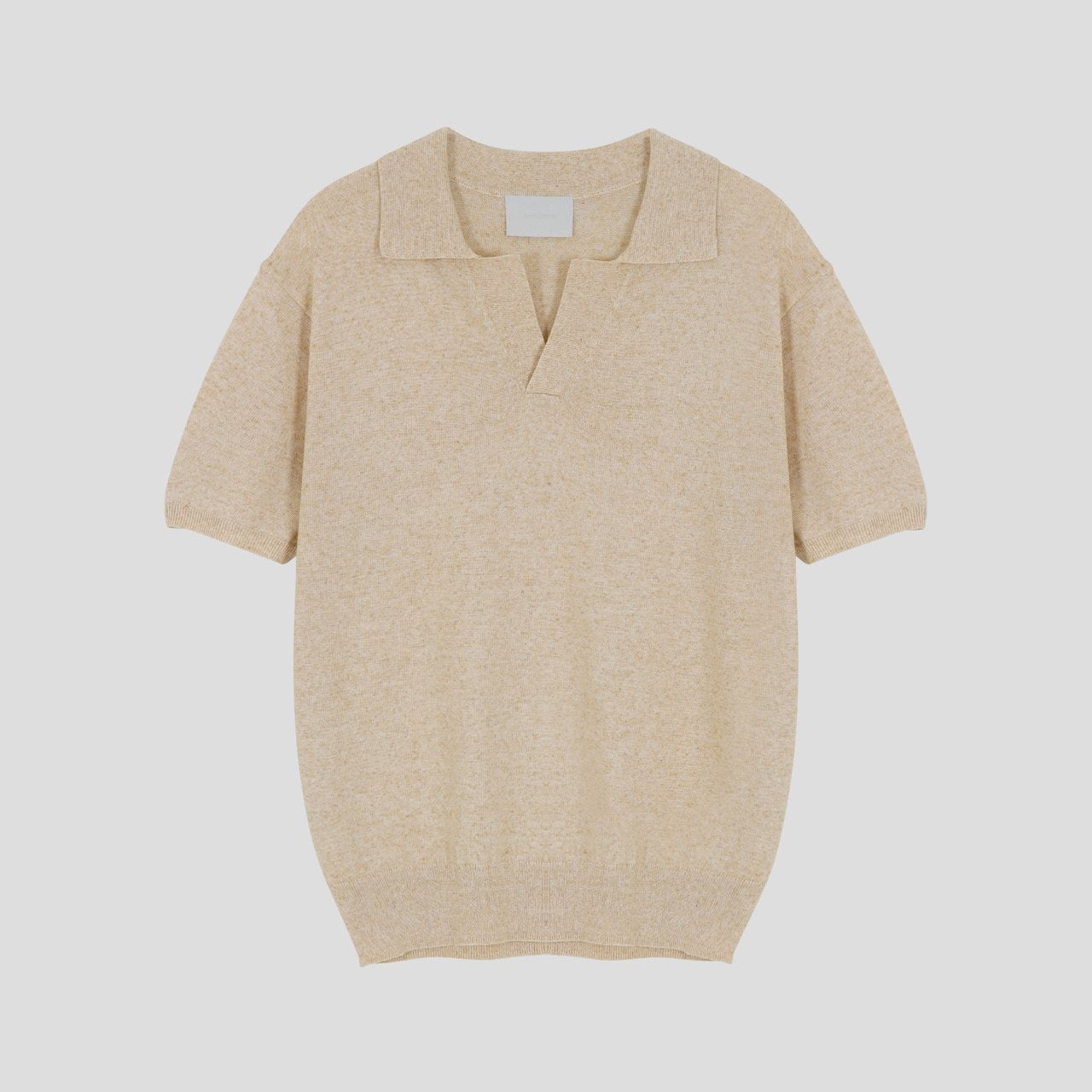Blend Linen Open Collar Knit