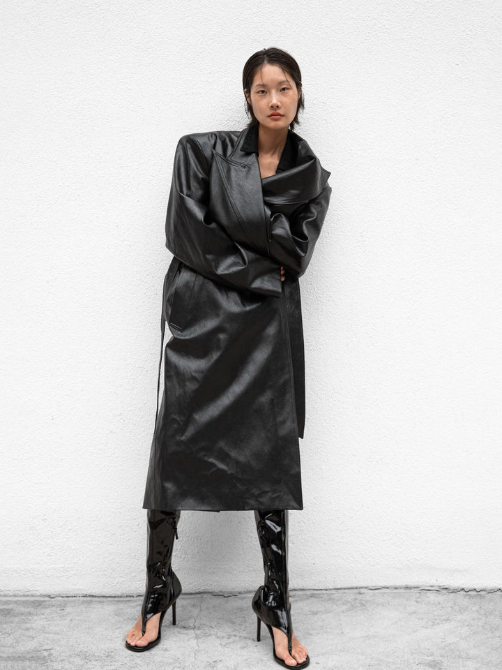 【PAPERMOON ペーパームーン】AW / Classic Leather Robe Coat