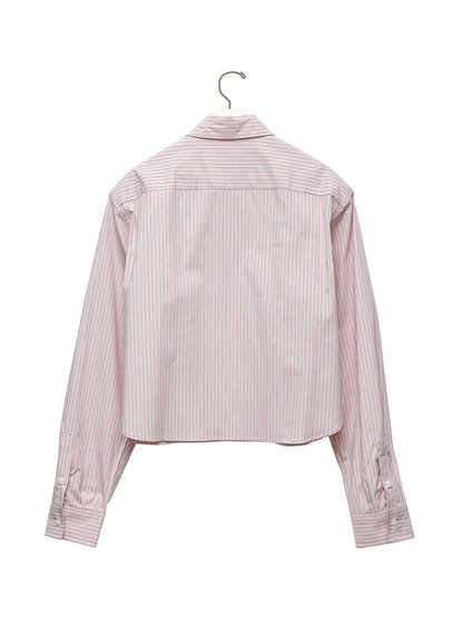 PAPERMOON Striped Pocket Detail Cropped Shirt