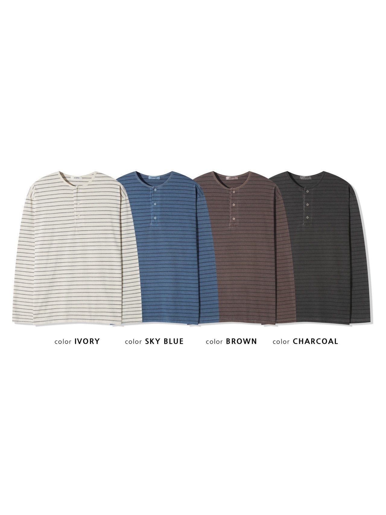 Pigment Stripe Henley Long Sleeve Tee