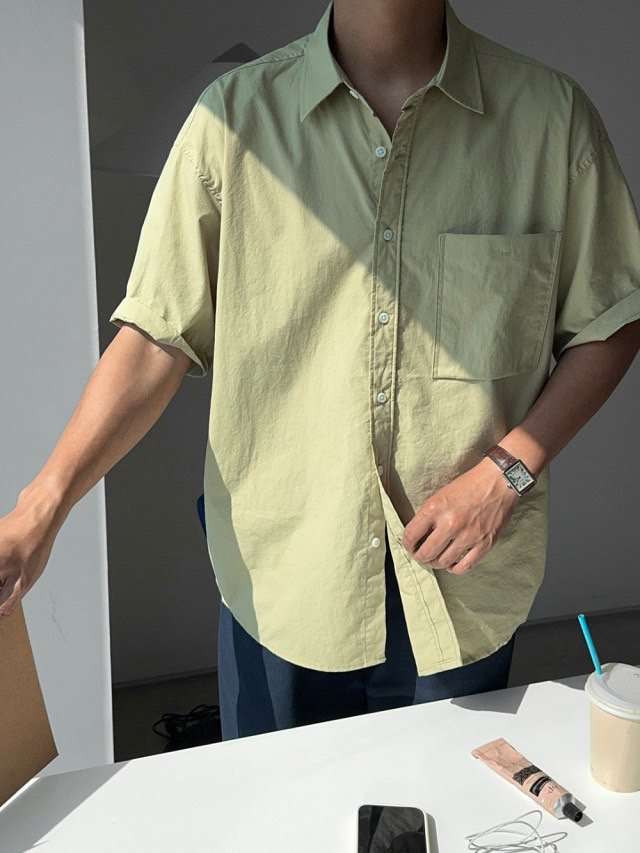 Pigment-Washed Nylon Shirt Jacket