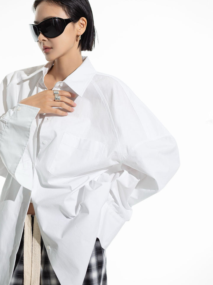 【PAPERMOON ペーパームーン】AW / Oversized Panel Pattern Poplin Shirt