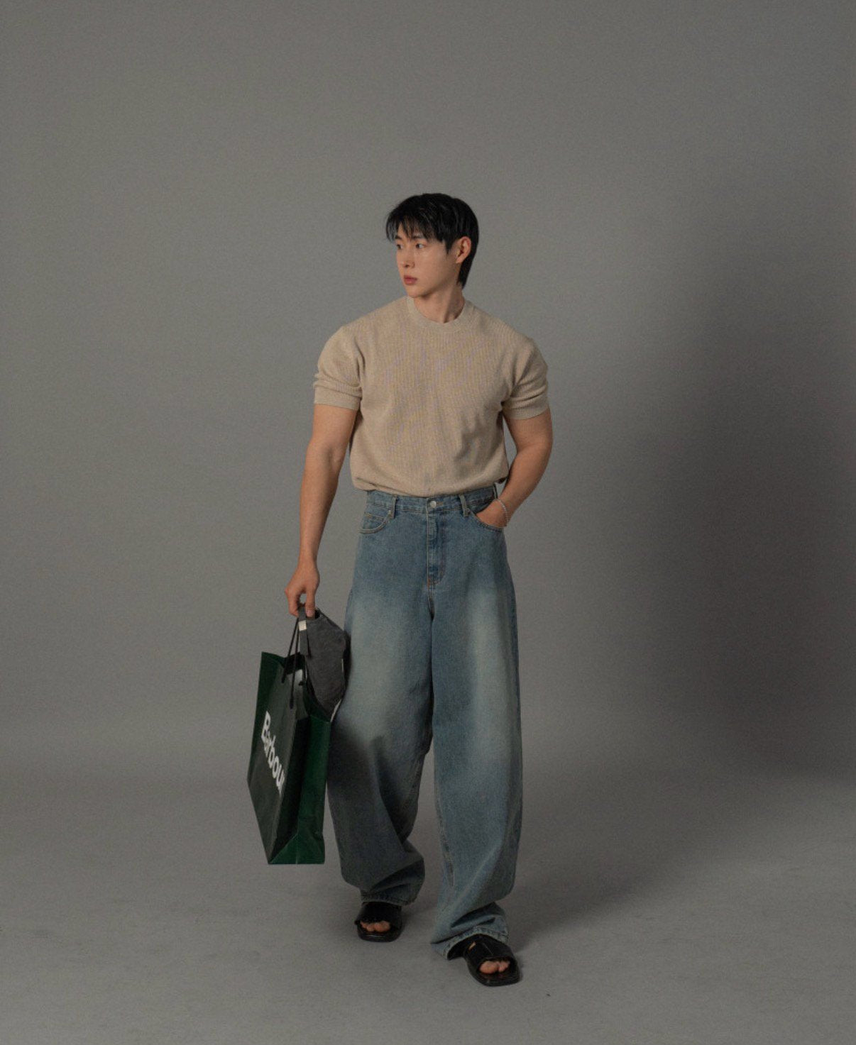 Coil Sand Wide Denim Pants