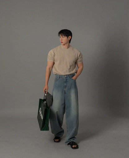Coil Sand Wide Denim Pants