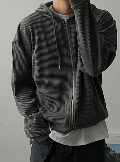 Waffle Hooded Zip-up