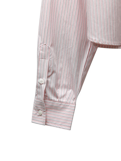 PAPERMOON Striped Pocket Detail Cropped Shirt