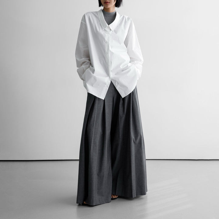 【PAPERMOON ペーパームーン】SS / Low Collar Point Paper Button-Down Shirt