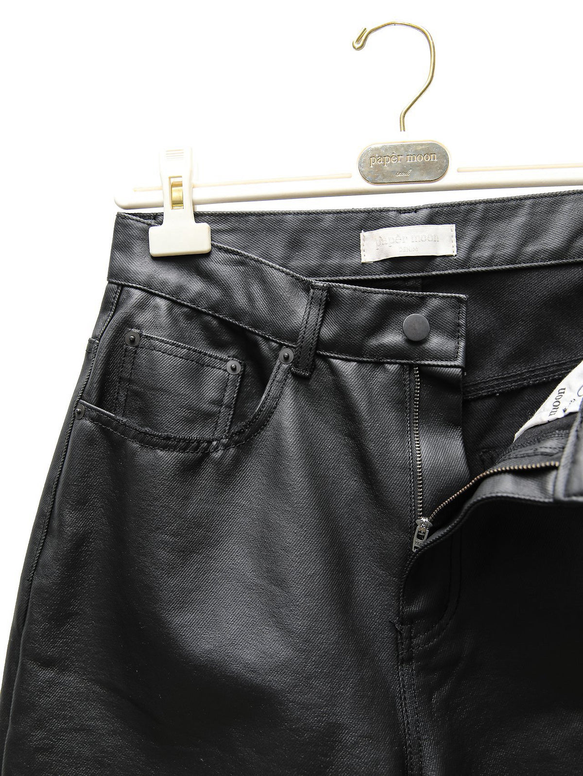 PAPERMOON Oversized Black Coated Denim Jeans
