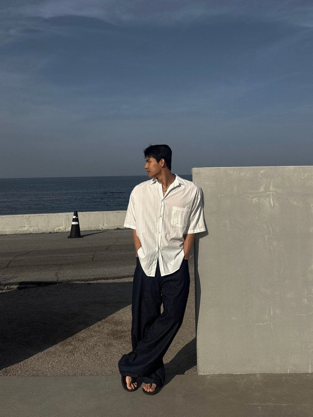 Pigment-Washed Nylon Shirt Jacket