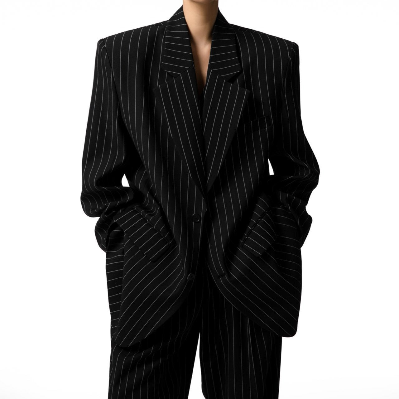 [PAPERMOON] SS / Wide Pin Stripe Set Up Suit Single Blazer