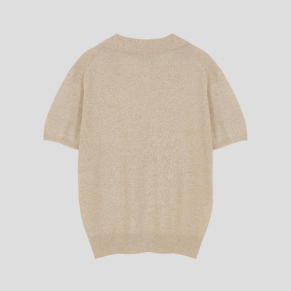 Blend Linen Open Collar Knit