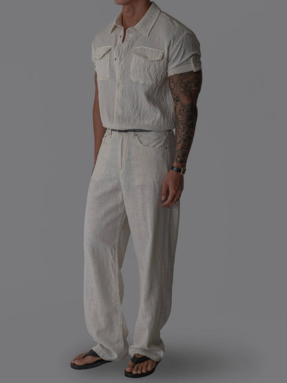 Wrinkle Pocket Roll-Up Shirt