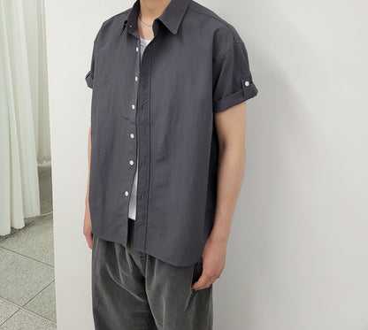 Wide Shoulder Nylon Roll-Up Shirt