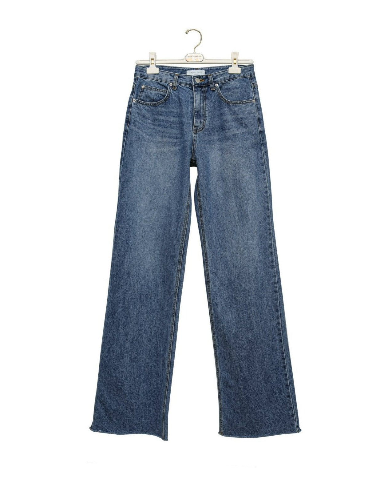 【PAPERMOON 페이퍼 문】SS / Classic Raw - Cut Wide Fit Mid Blue Jeans