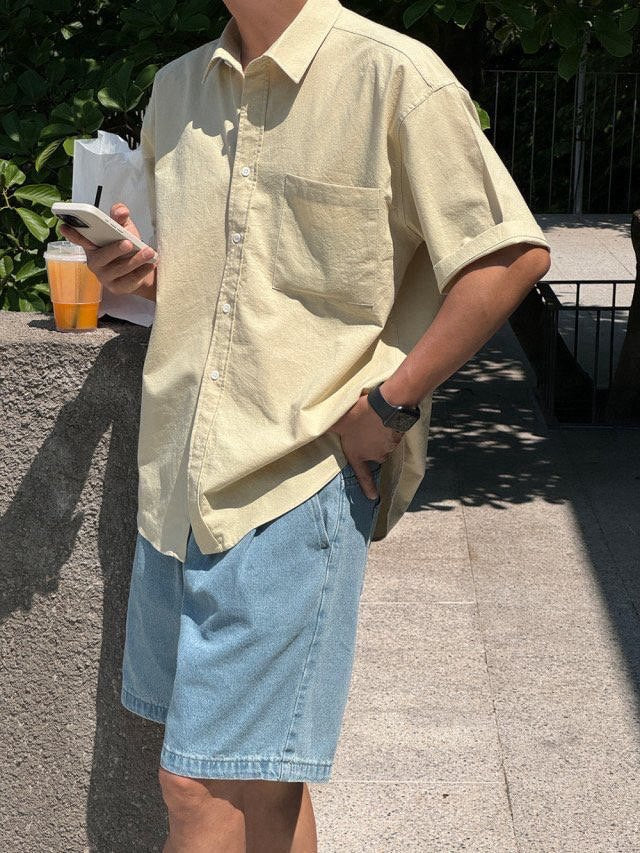 Pigment-Washed Nylon Shirt Jacket