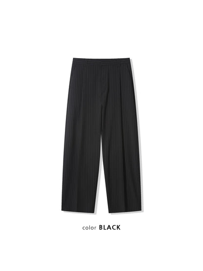 Pinstripe Two-Tuck Wide Slacks