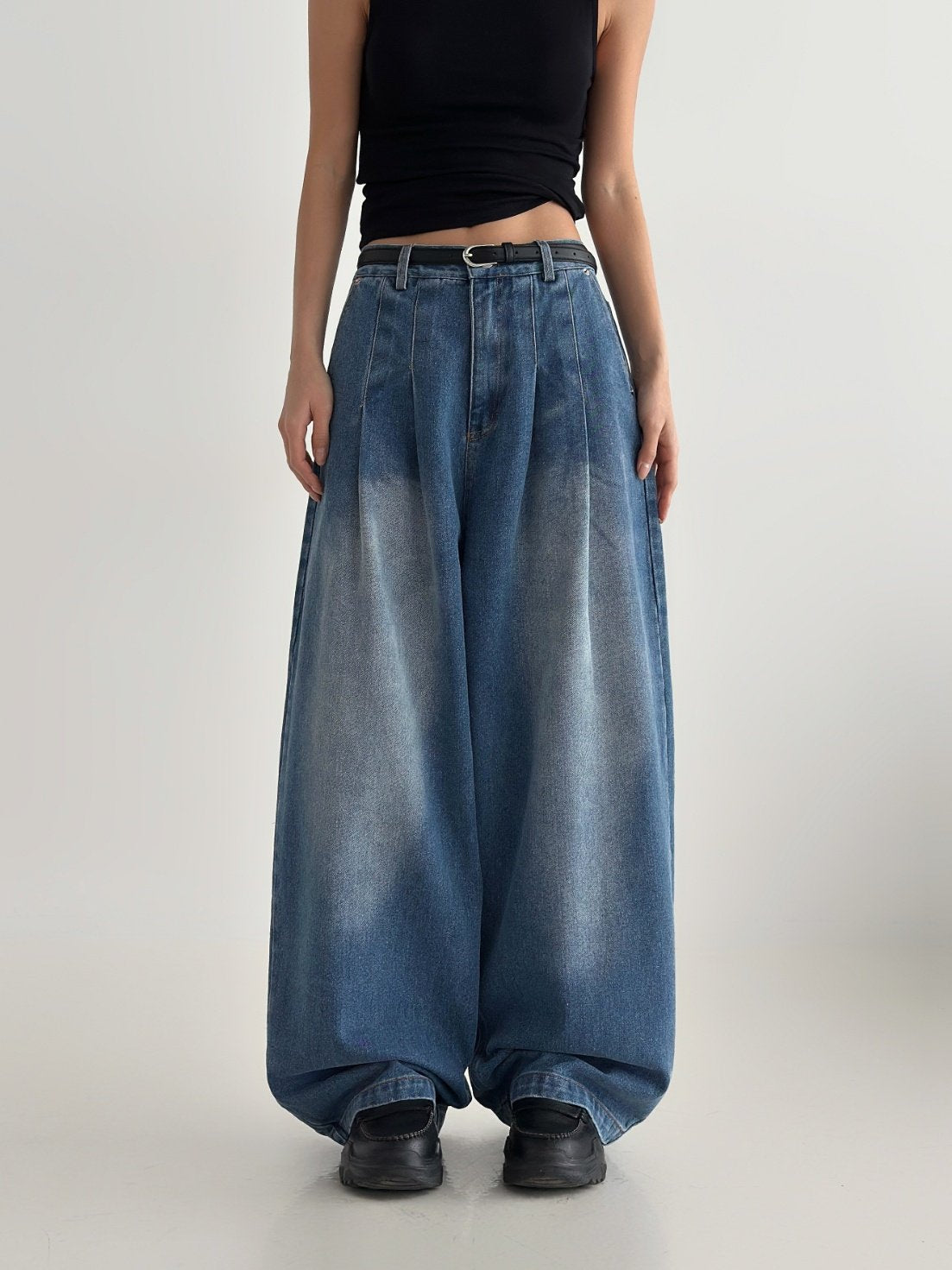 Rise Two-Tuck Wide Jeans