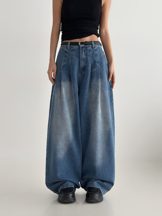 Rise Two-Tuck Wide Jeans