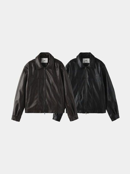Curved Vegan Leather Jacket