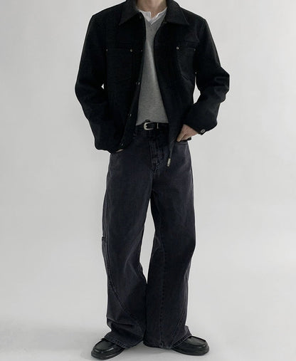 Moss Rivet Leather Trucker Jacket