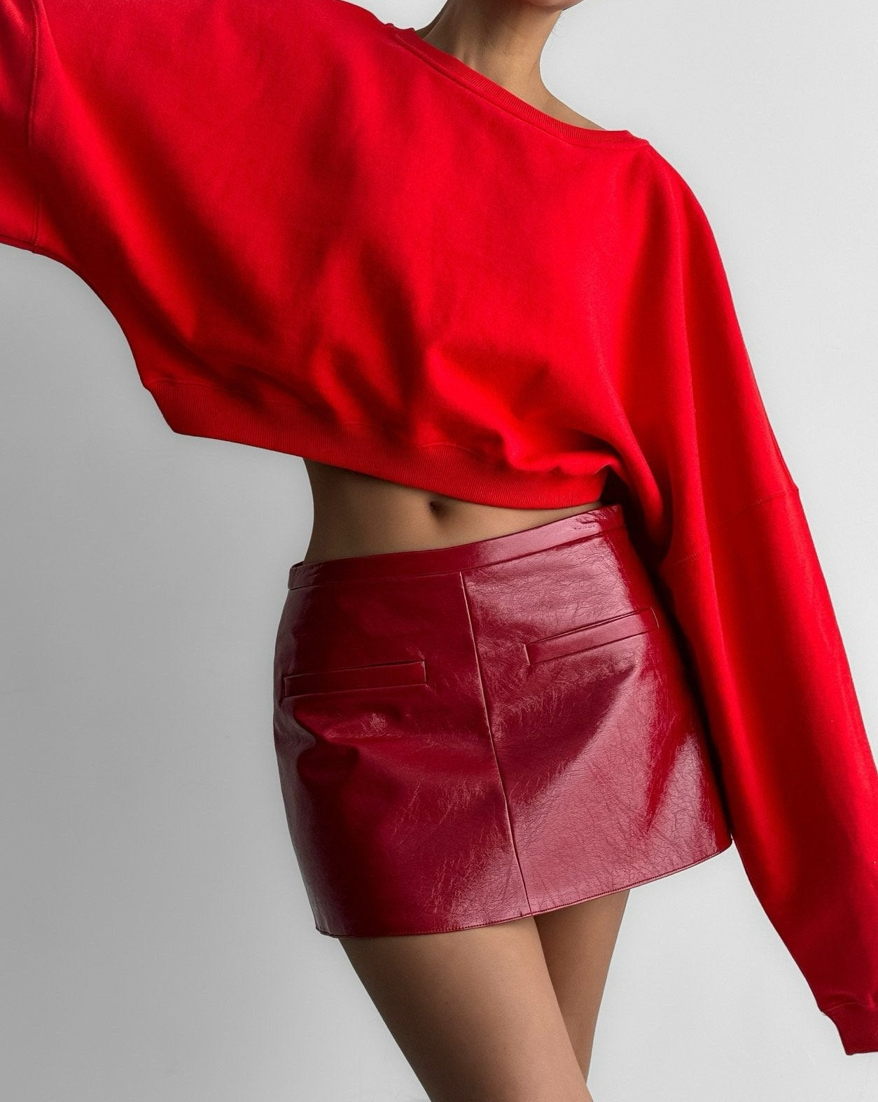 [PAPERMOON] SS / Crinkle Patent Vegan Leather Mini Skirt