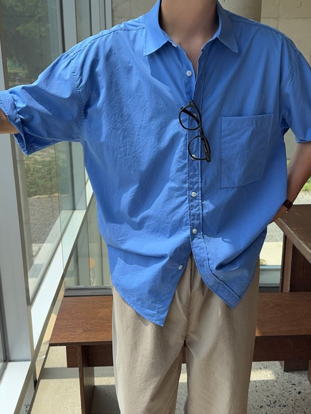 Pigment-Washed Nylon Shirt Jacket