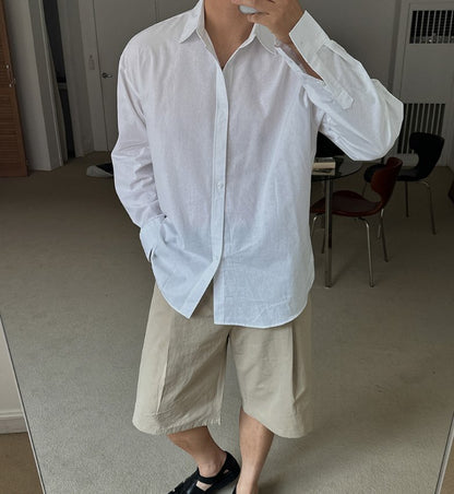 Pigment-Washed Nylon Shirt Jacket