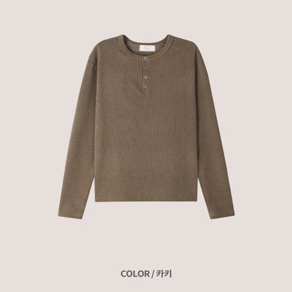 Soft Waffle Henley Long Sleeve