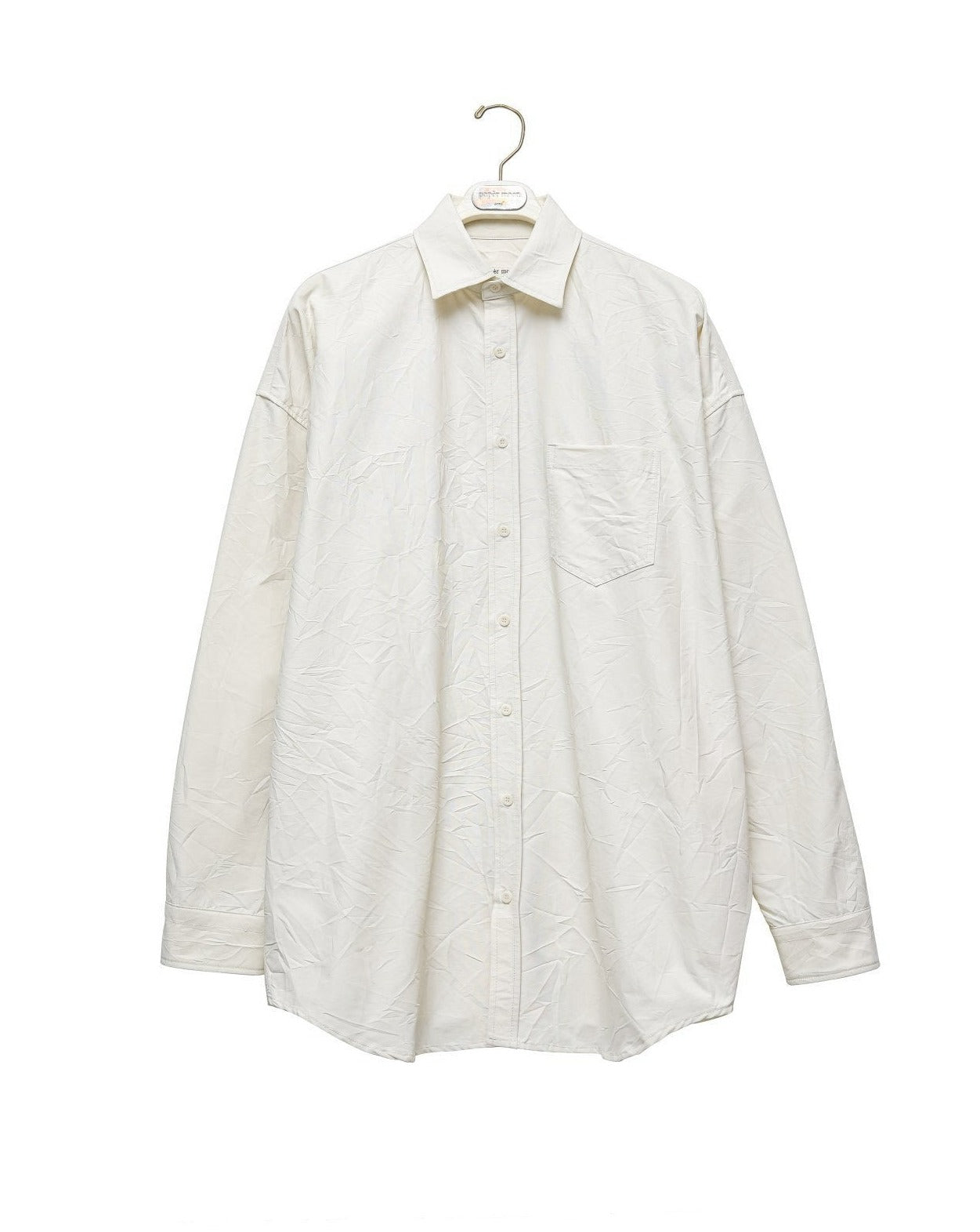 [PAPERMOON] SS / Wrinkle Cotton Fabric Oversized Button Down Shirt