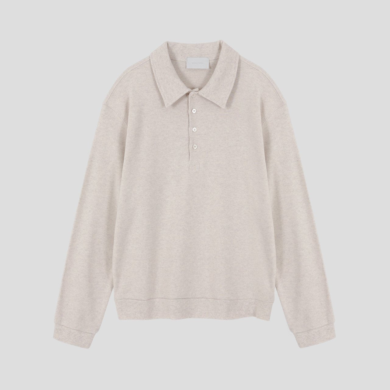 Angora Button-Collar Henley Knit Top