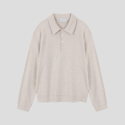 Angora Button Collar Henley Knit Tee