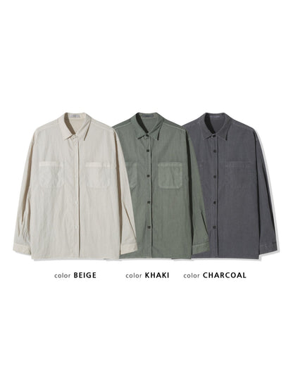 Pigment Washed Nylon Shirt Jacket