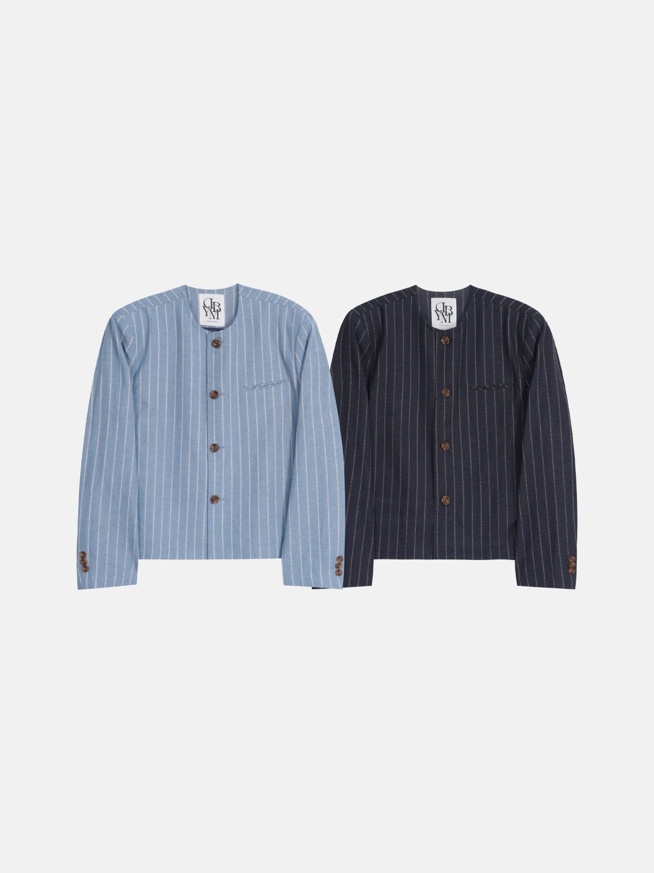 Minimal Stripe Collarless Jacket