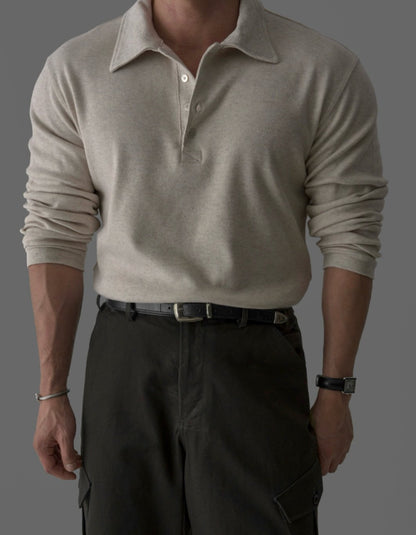 Angora Button Collar Henley Knit Tee