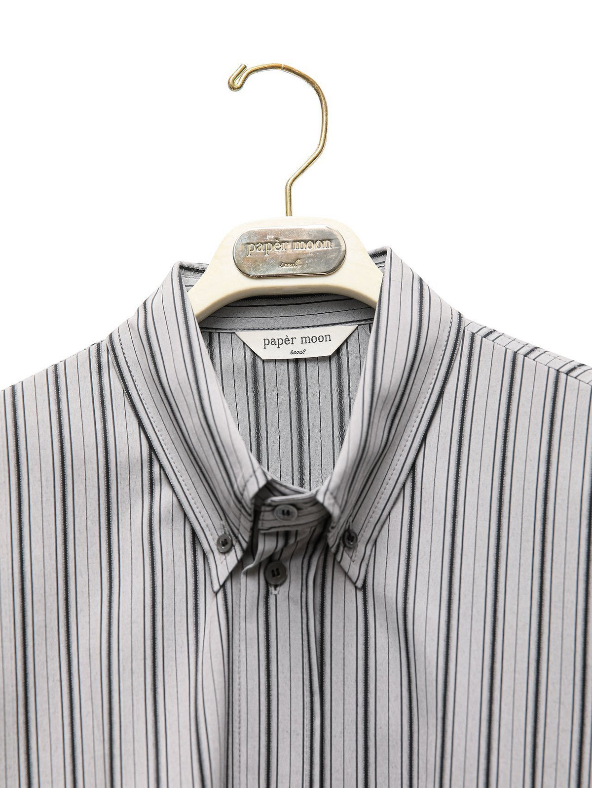 PAPERMOON Oversized Striped Pattern Pocket Button Down Shirt