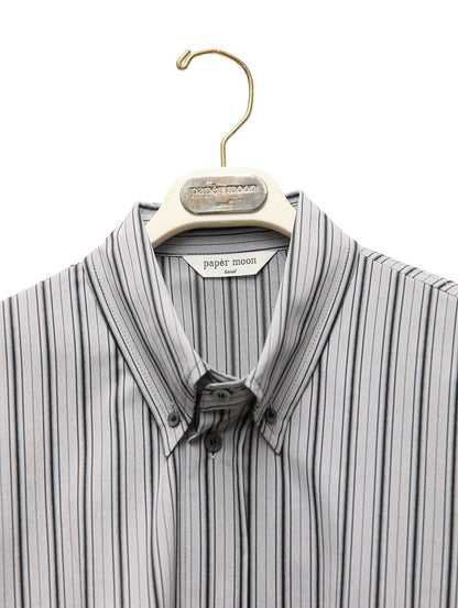 PAPERMOON Oversized Striped Pattern Pocket Button Down Shirt