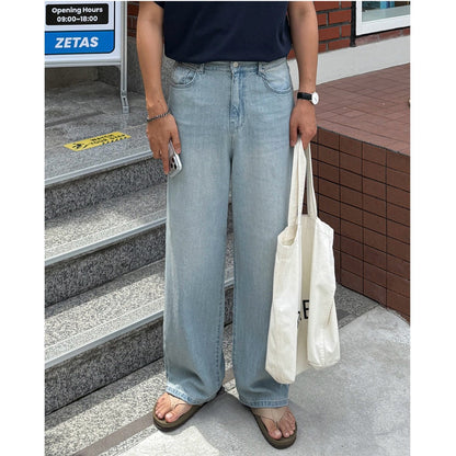 Linen Blend Back-Band Wide Denim