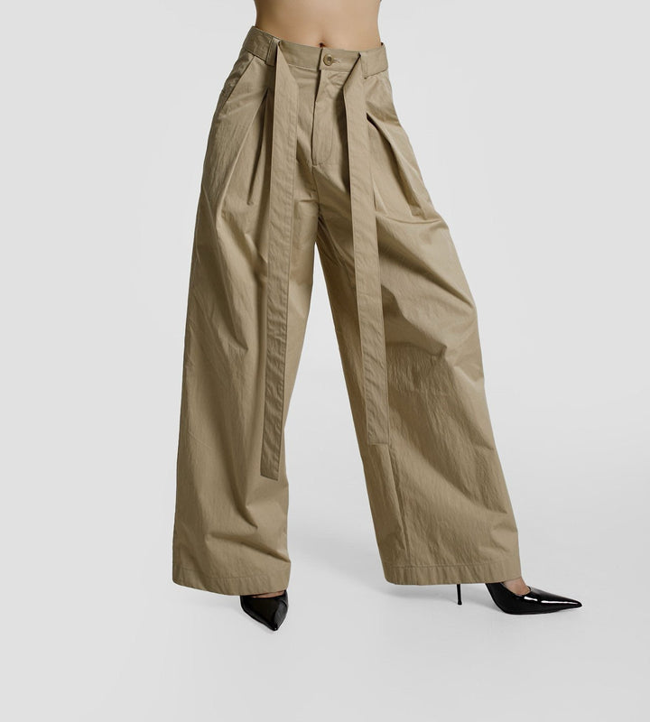【PAPERMOON ペーパームーン】SS / Double Pleated Belt Wide Trousers