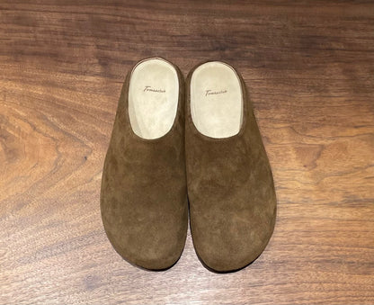 Italian Suede Leather Mule Sandals